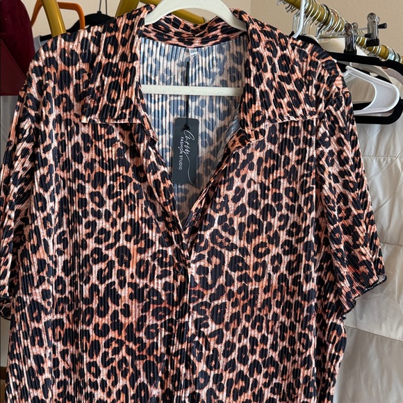 Plus Size Two Piece Sets for Women Pleated Outfits Soft  Button Down Set - Picture 4 of 6